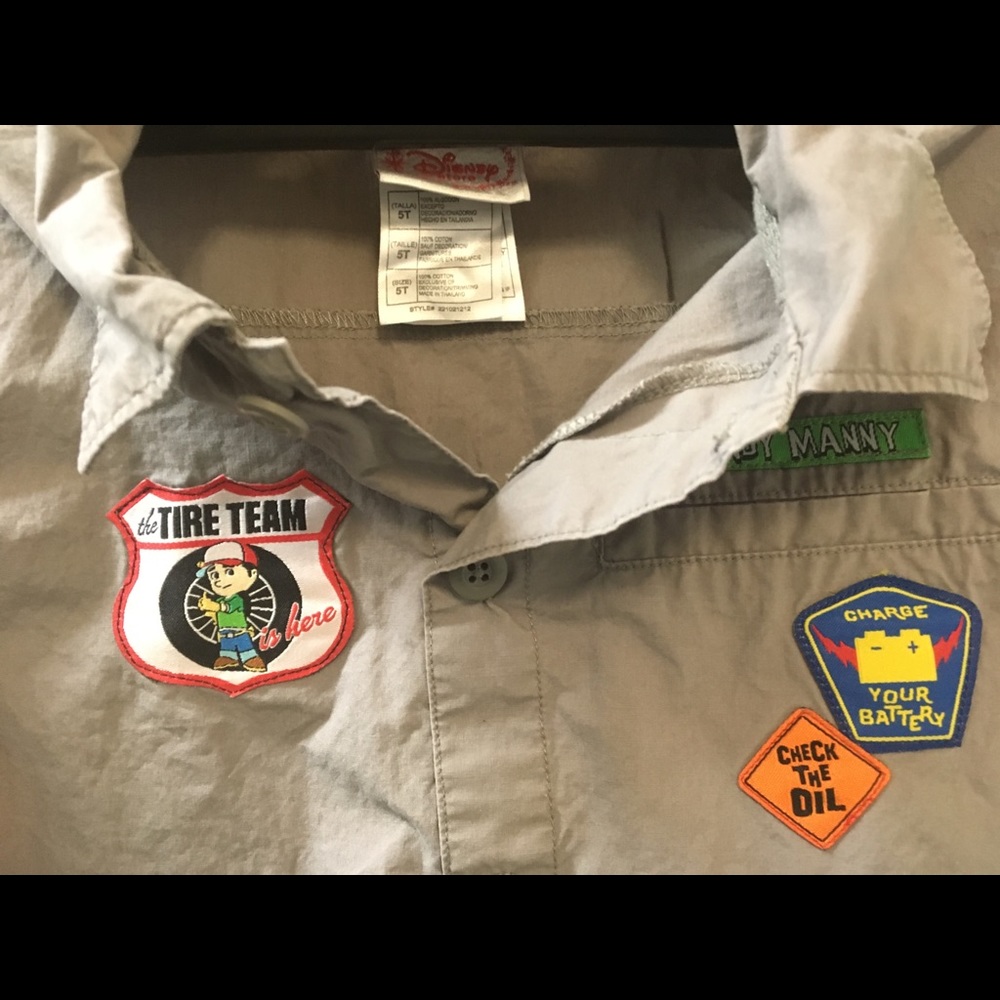 Handy Manny collared shirt in gray Like New tools motorcycle shop boys Disney 5T - Picture 5 of 16